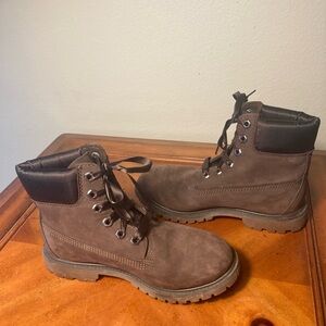 Timberland A1UR6 Brown Satin Lace up Combat Boots woman’s